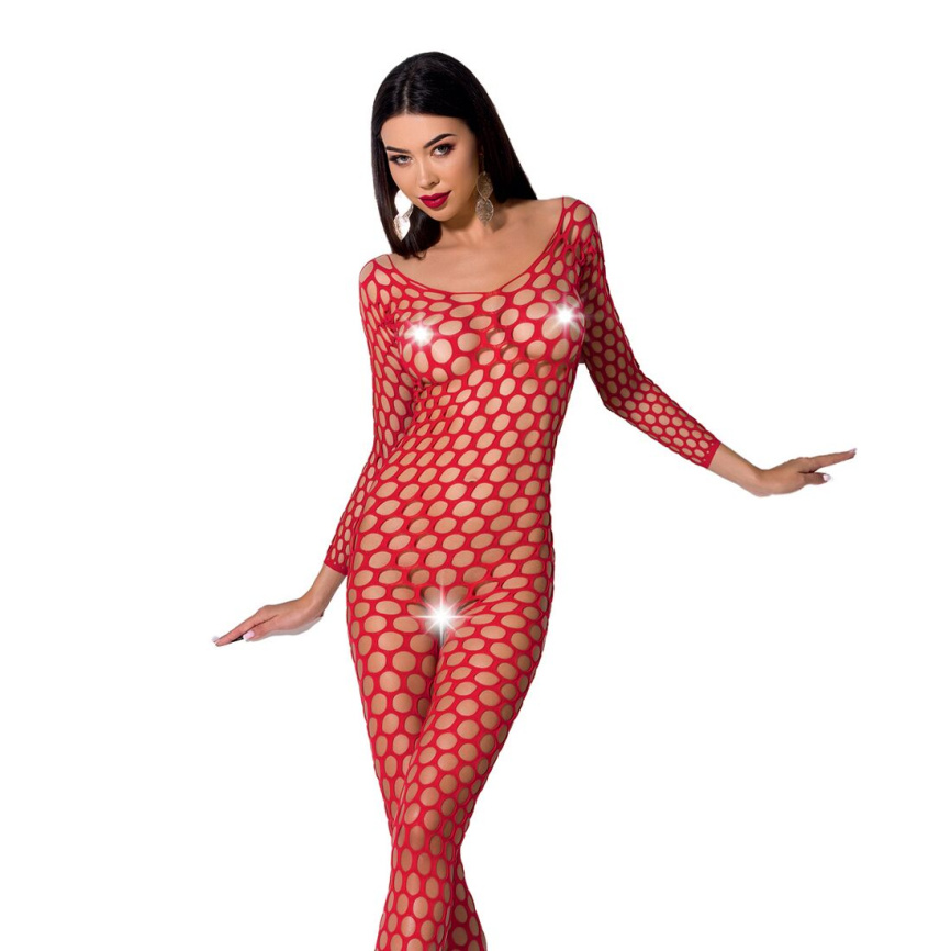 Бодістокінг з великою сіткою Passion BS077 red фото 1