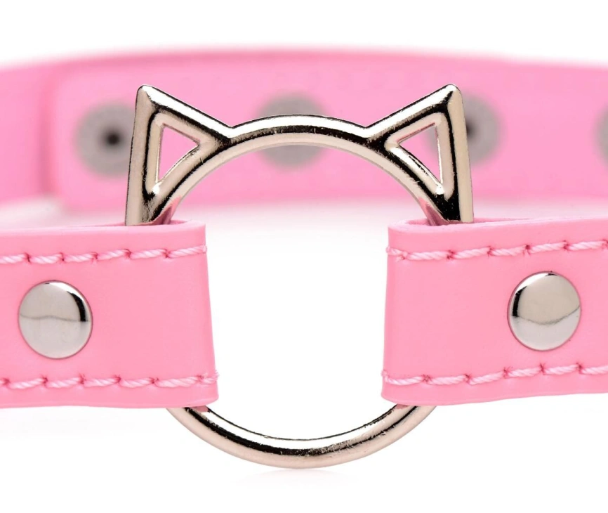Чокер Master Series Kinky Kitty Ring Slim Choker - Pink фото 3