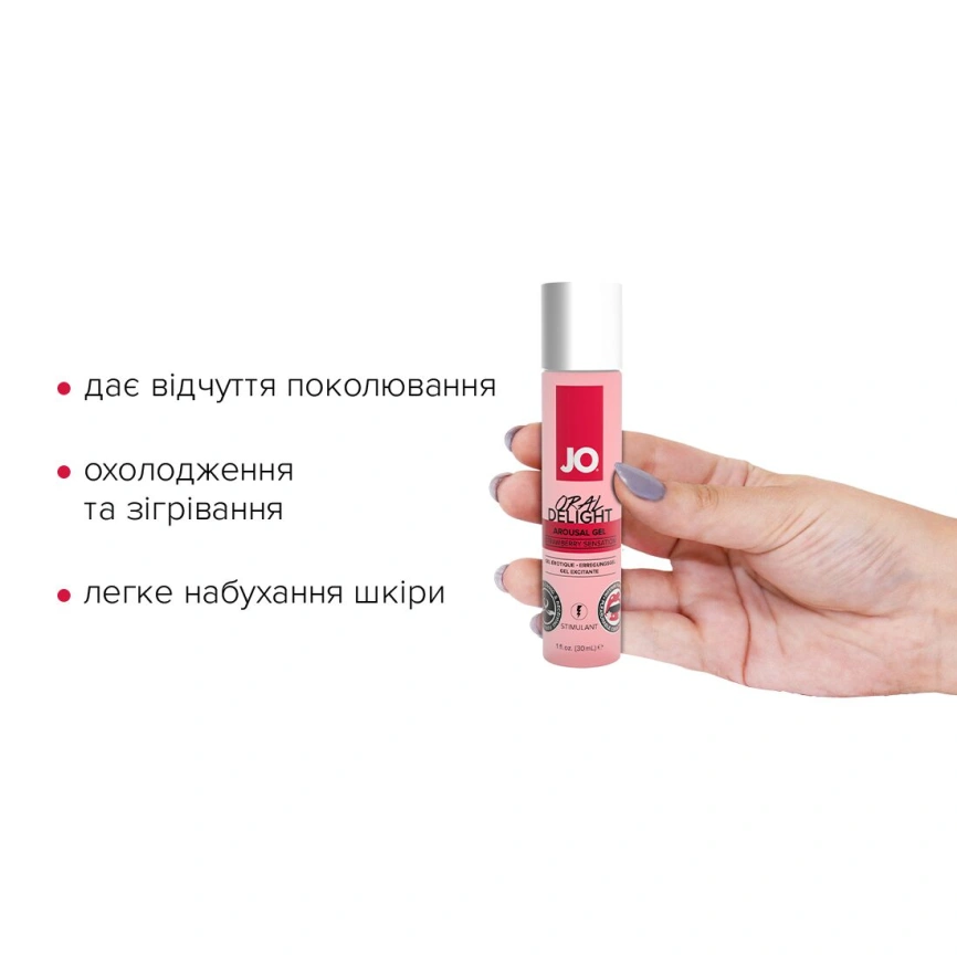 Гель для оральных ласк JO Oral Delight — Strawberry Sensation (30 мл), эффект холод-тепло фото 2
