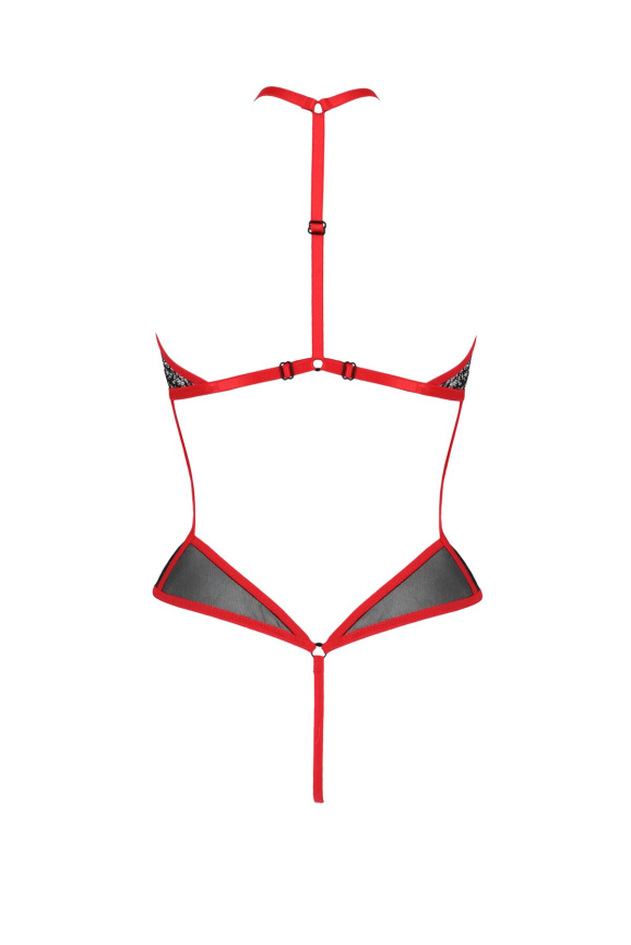 Сітчасте боді з мереживом на грудях Passion SATARA BODY S/M red фото 4