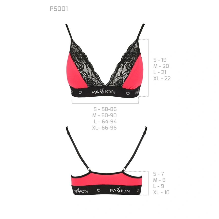 Эластичный топ с кружевом Passion PS001 TOP S, red-black фото 10