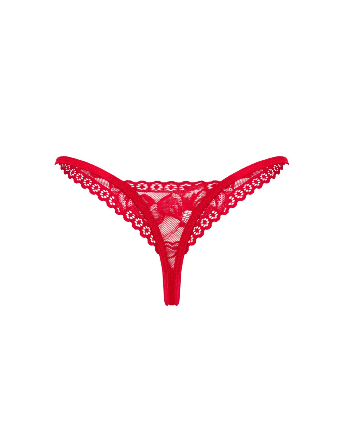 Мереживні стрінги Obsessive Lacelove thong XL/2XL Red, низька посадка фото 4