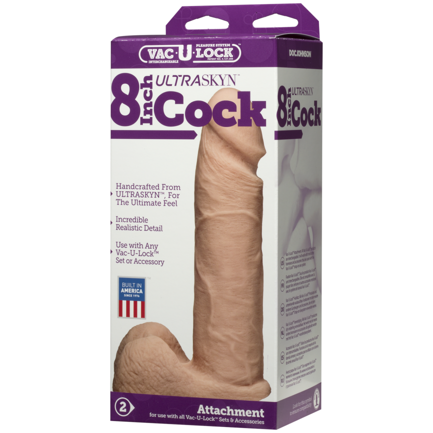 Фалоімітатор Doc Johnson Vac-U-Lock - 8 Inch ULTRASKYN Cock White, діаметр 5,1 см фото 4
