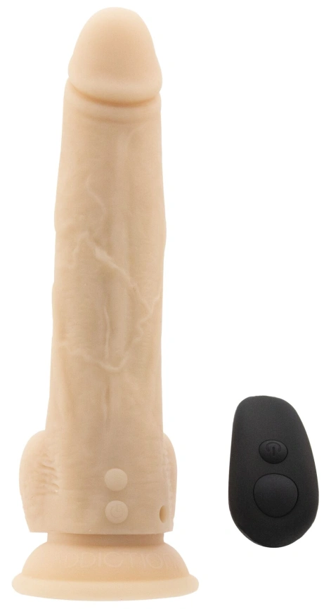 Фаллоимитатор с пульсацией Naked ADDICTION Dominic 9″ Vanilla, пульт ДУ, диаметр 4,2 см фото 3