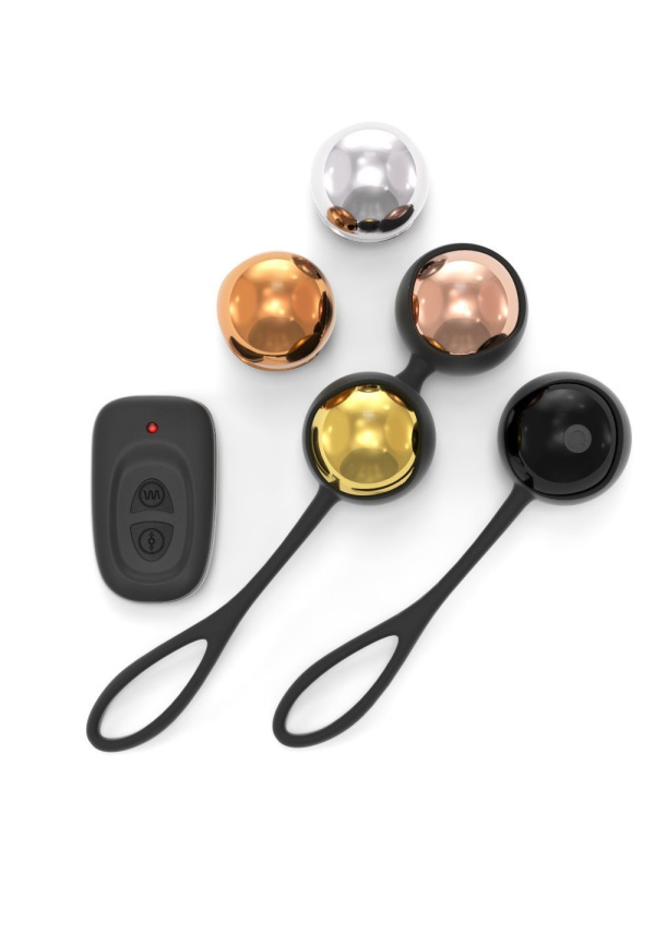 Набір вагінальних кульок Dorcel Training Balls, діам. 3,4 см, вага 20-117гр, є вібрація, пульт ДК фото 1