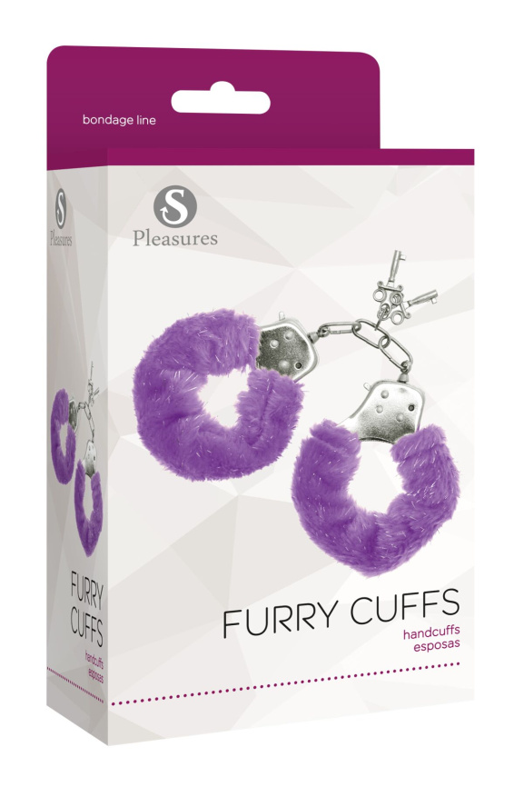 Наручники S Pleasures Furry Cuffs Purple з пухнастим оздобленням, 2 ключі в комплекті фото 2