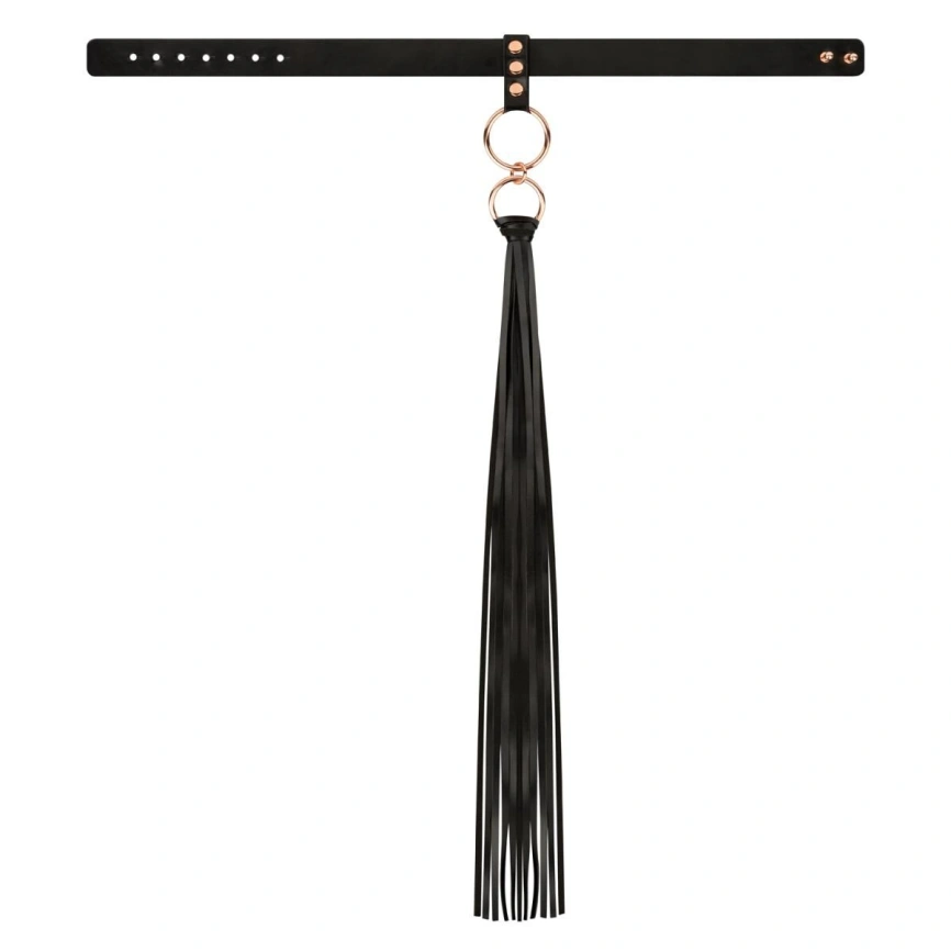 Ошейник с флоггером Rosy Gold - Collar with Flogger - Black фото 4
