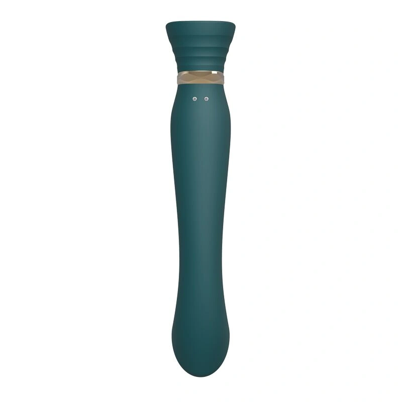 Смартвибратор 3в1 Zalo — Queen Set Jewel Green, пульсирующая жемчужина и вакуум, кристалл Swarovski фото 5