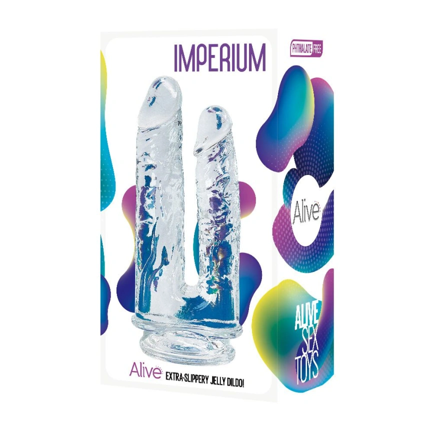 Прозрачный фаллоимитатор Alive Imperium Jelly Dildo для двойного проникновения фото 2