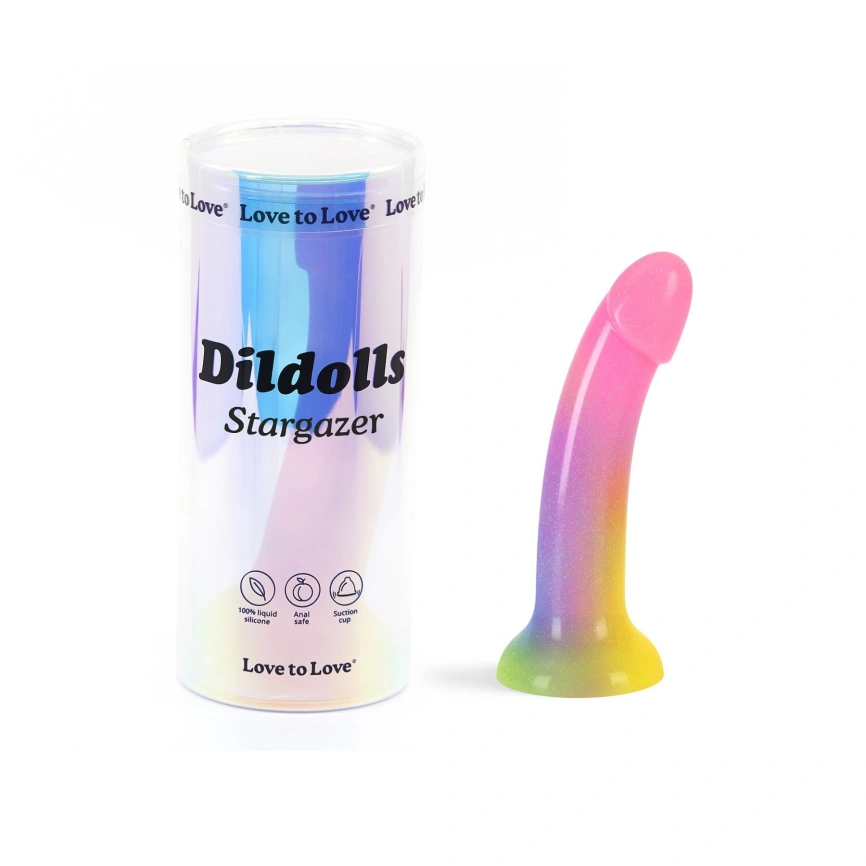 Дилдо с градиентом и блестками Love To Love Dildolls — Stargazer, ультрамягкий фото 4