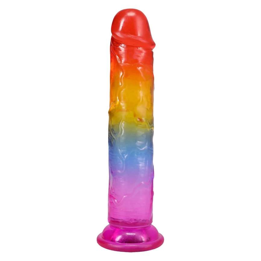 Дилдо Doc Johnson Crystal Jellies - 7 Inch Сlassic Dong - Rainbow фото 3