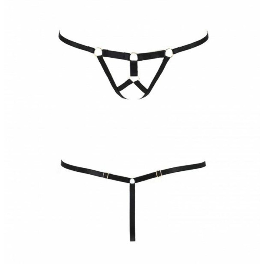 Трусики стрінги зі стреп Passion Exclusive ARMANDA THONG S/M, black фото 5