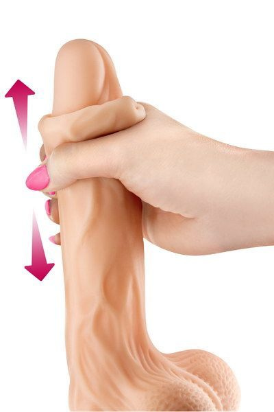 Фалоімітатор із рухомою крайньою плоттю Real Body — Real JO, діаметр 4 см, TPE фото 2
