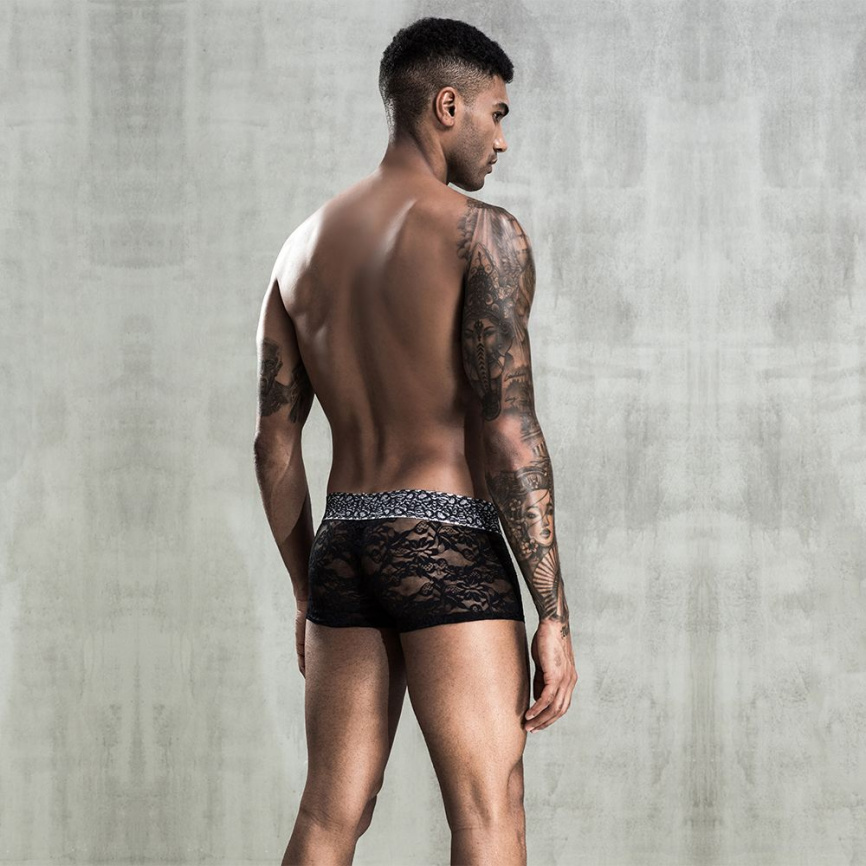 Чоловічі мереживні труси боксери, One Size Black фото 3