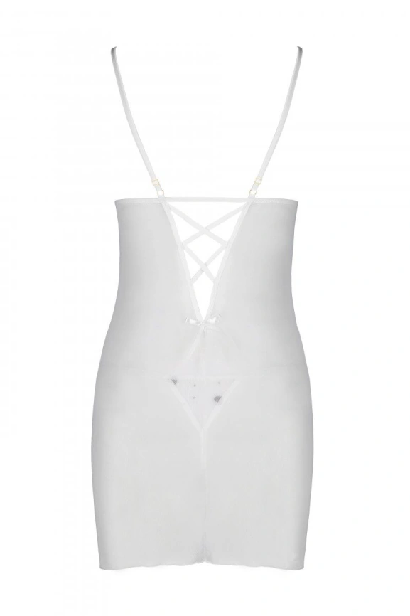 Сорочка с вырезами на груди, стринги Passion LOVELIA CHEMISE XXL/XXXL, white фото 6