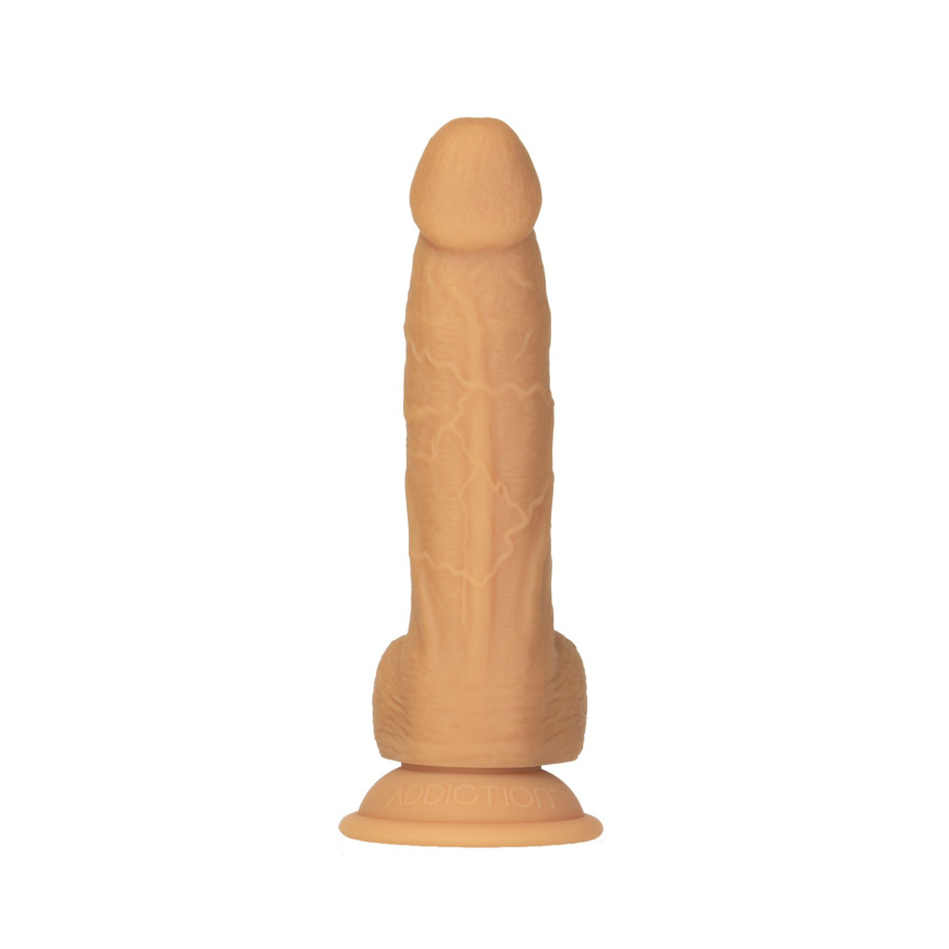 Фалоімітатор ADDICTION Dual Density Silicone Dildo Caramel 8″, присоска, діаметр 4,3 см, віброкуля фото 2