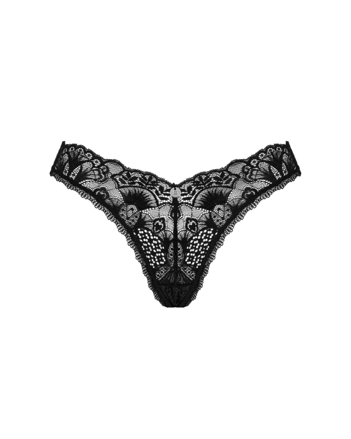Мереживні стрінги Obsessive Donna Dream thong XS/S Black, низька посадка фото 3