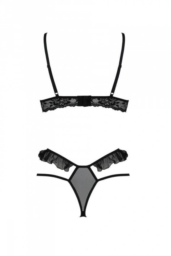 Эротический комплект Passion DOLLY SET, L/XL, black, с открытыми чашками фото 4