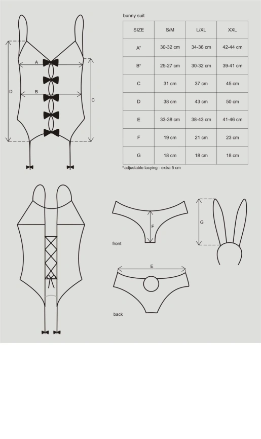 Эротический костюм зайки Obsessive Bunny suit 4 pcs costume pink S/M, розовый, топ с подвязками фото 7