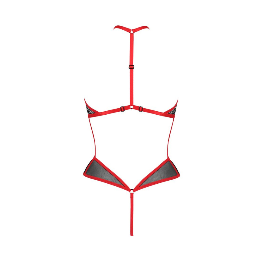 Сітчасте боді з мереживом на грудях Passion SATARA BODY XXL/XXXL red фото 11