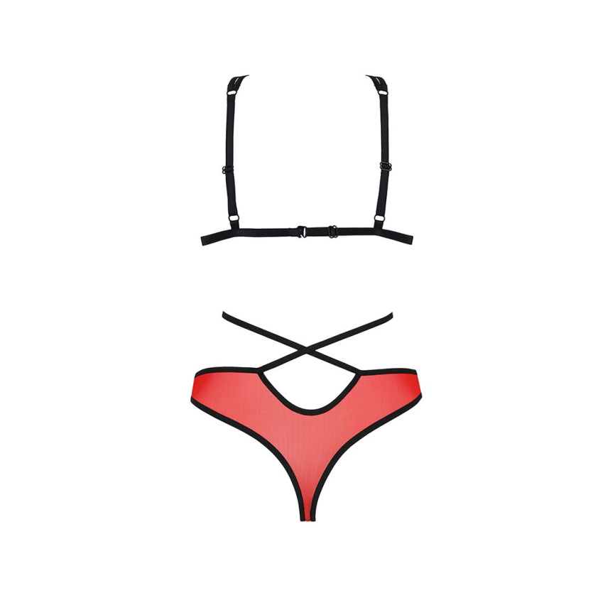 Комплект білизни Passion PEONIA SET L/XL red, бра, трусики фото 11