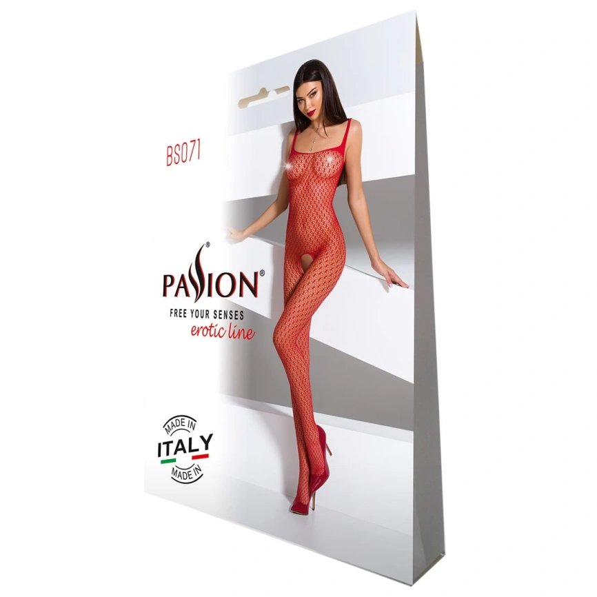 Бодистокинг Passion BS071 red, комбинезон на бретелях фото 12
