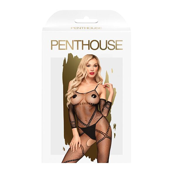 Бодістокінг з контрастним візерунком Penthouse - Under Arrest Black XL фото 3