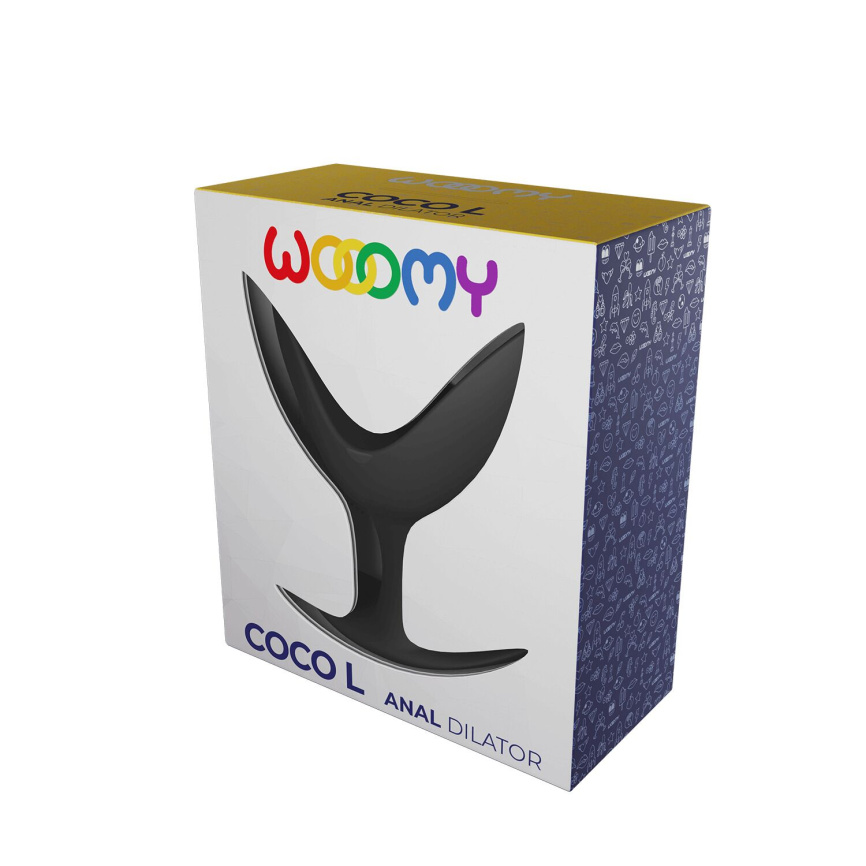 Анальний розширювач Wooomy Coco L, чорний, силіконовий, роздвоєний фото 3