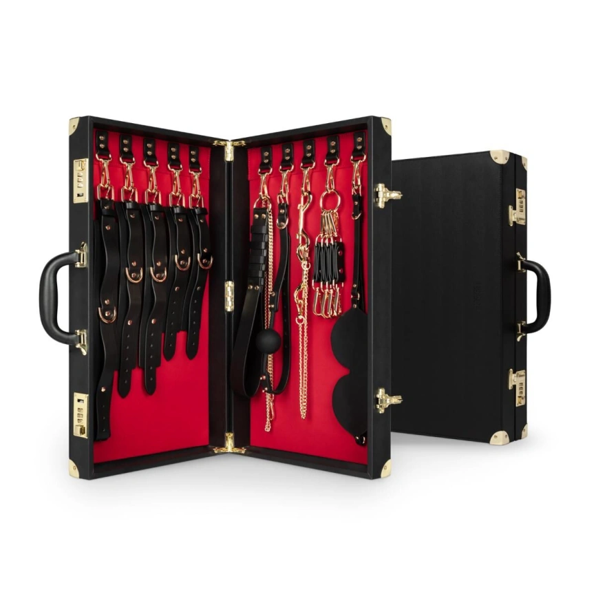 Набор для BDSM Bedroom Fantasies: Bondage Suitcase 13 Pcs - Cow Leather фото 1