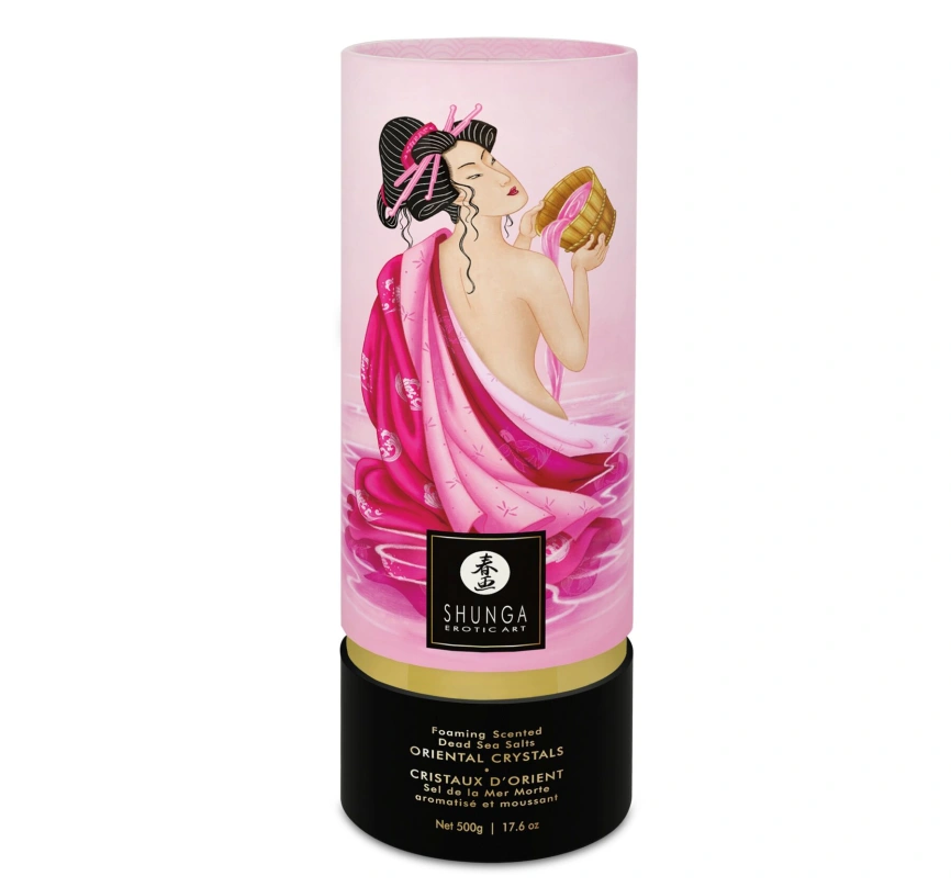 Пенящаяся соль для ванны Shunga Dead Sea salt Oriental Crystals — Rose Petal (500 г), Мертвого моря фото 1
