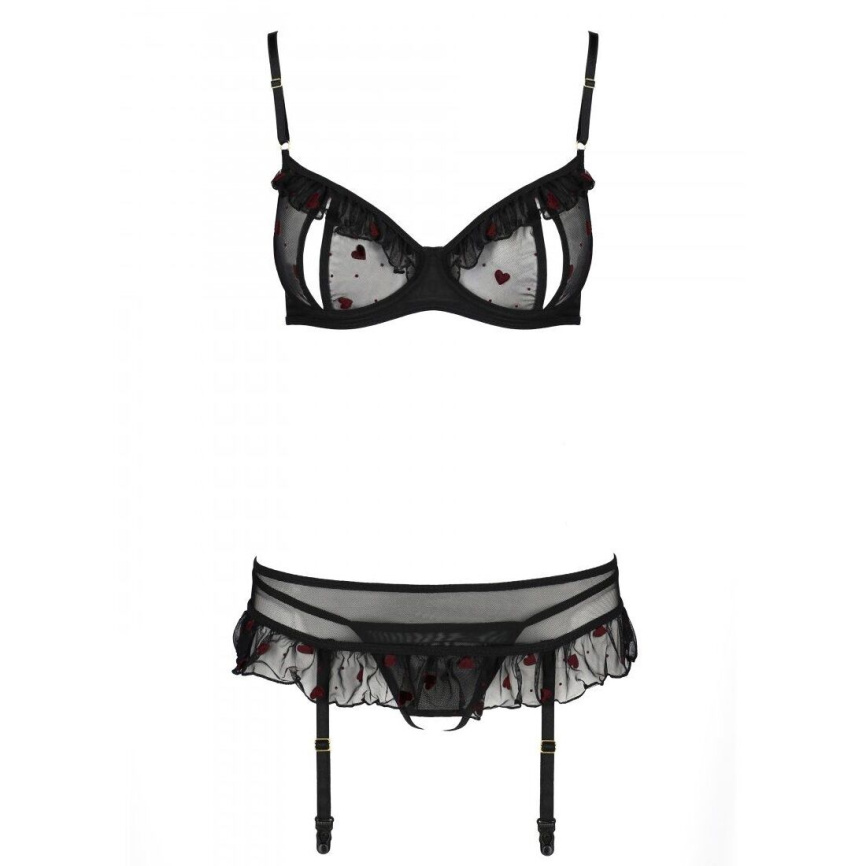 Сексуальний комплект з поясом для панчіх Passion LOVELIA SET L/XL, black фото 5