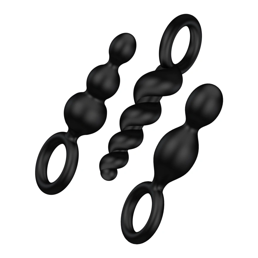 Набор анальных игрушек Satisfyer Plugs black (set of 3) - Booty Call, макс. диаметр 3 см фото 1