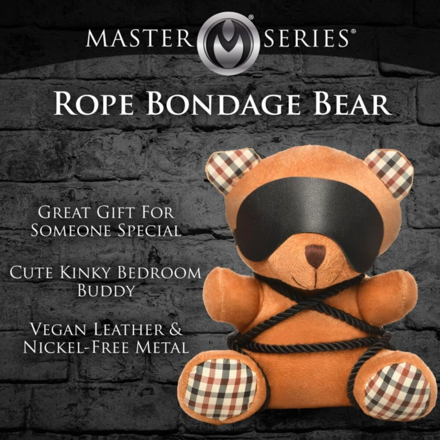 Плюшевый медвежонок ROPE Teddy Bear БДСМ в кожаной маске и обвязке, 22x16x12 см фото 4