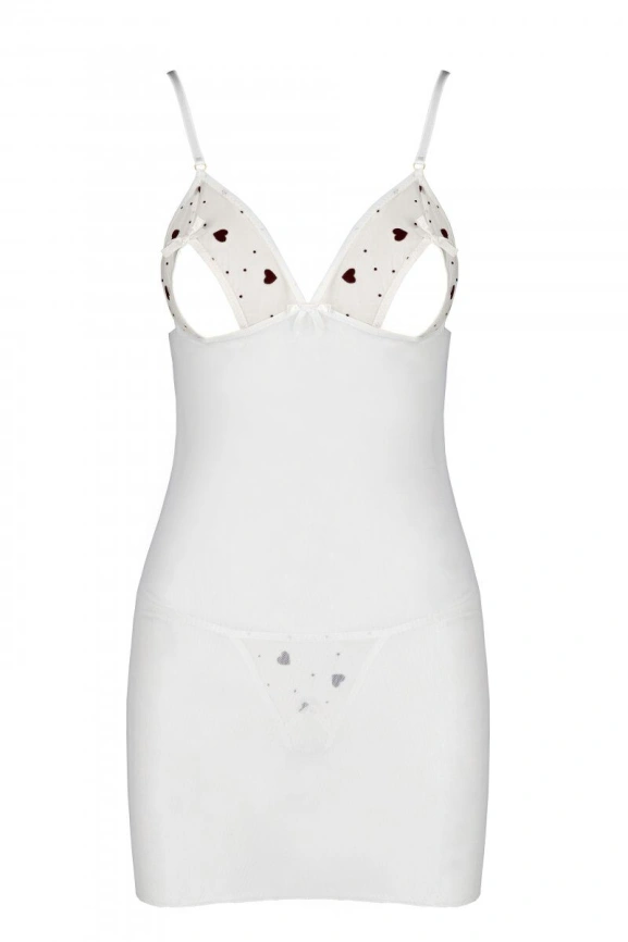 Сорочка с вырезами на груди, стринги Passion LOVELIA CHEMISE XXL/XXXL, white фото 5