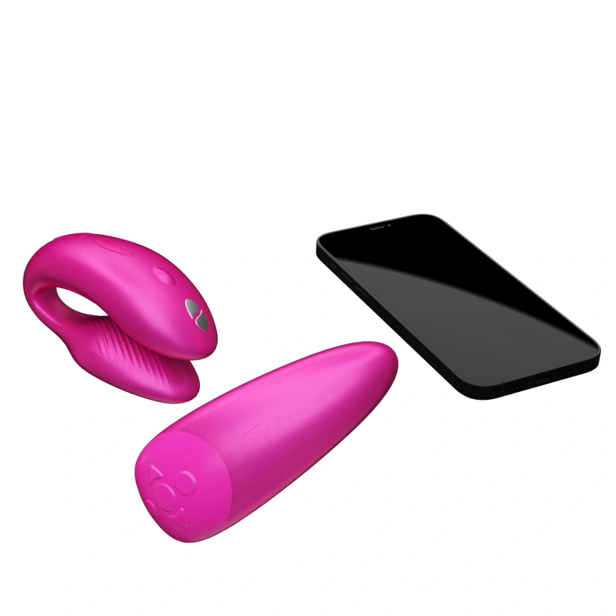 Смарт-вибратор для пар We-Vibe Chorus Cosmic Pink, сенсорное управление вибрациями сжатием пульта фото 5
