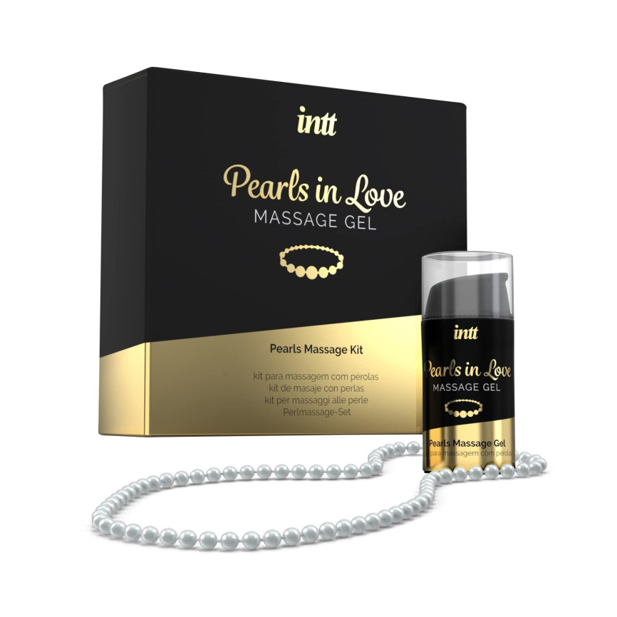 Набір для перлинного масажу Intt Pearls in Love: намисто та силіконовий масажний гель фото 1