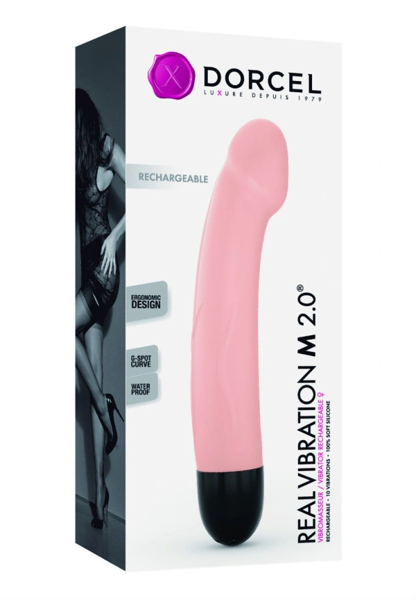 Вибратор Dorcel Real Vibration M Flesh 2.0, диам 3,7см, перезаряжаемый, для точки G фото 4