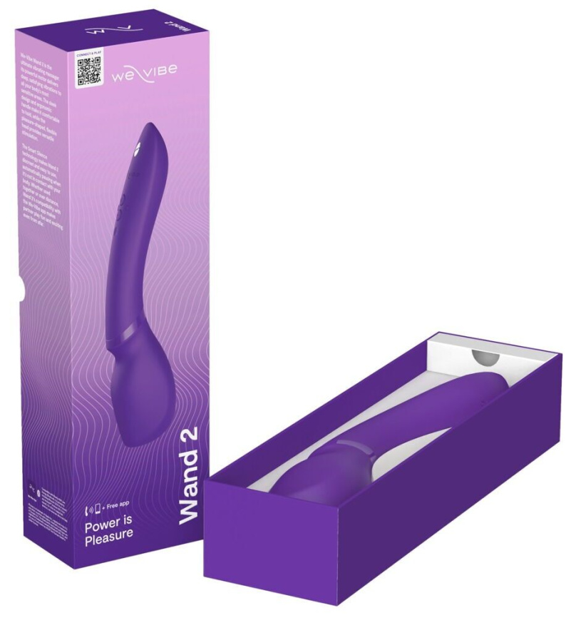 Смарт-вібромасажер We-Vibe Wand 2 Purple, дуже потужний, функція Smart Silence фото 7