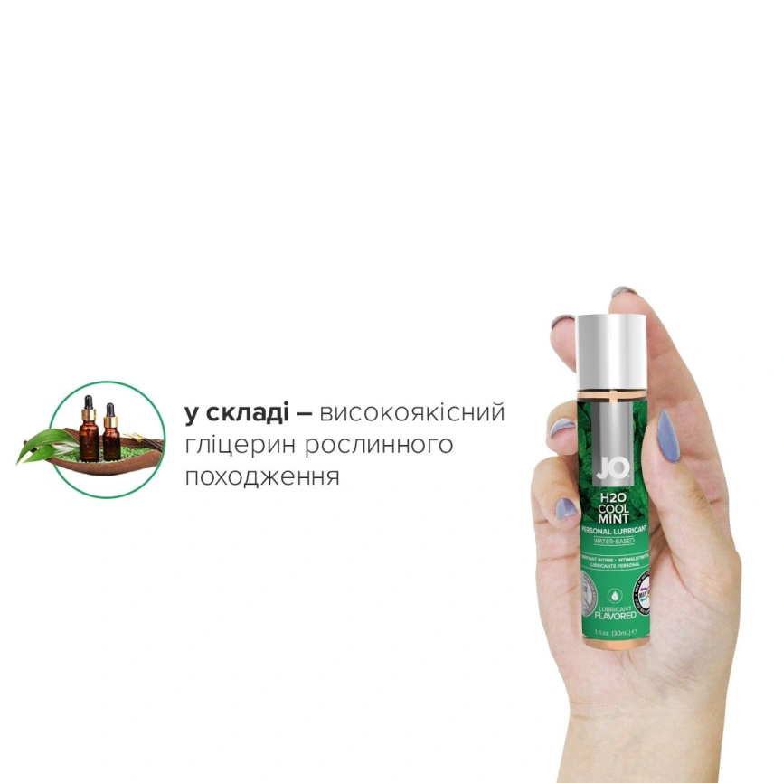 Смазка на водной основе JO H2O — Cool Mint (30 мл) без сахара, растительный глицерин фото 4