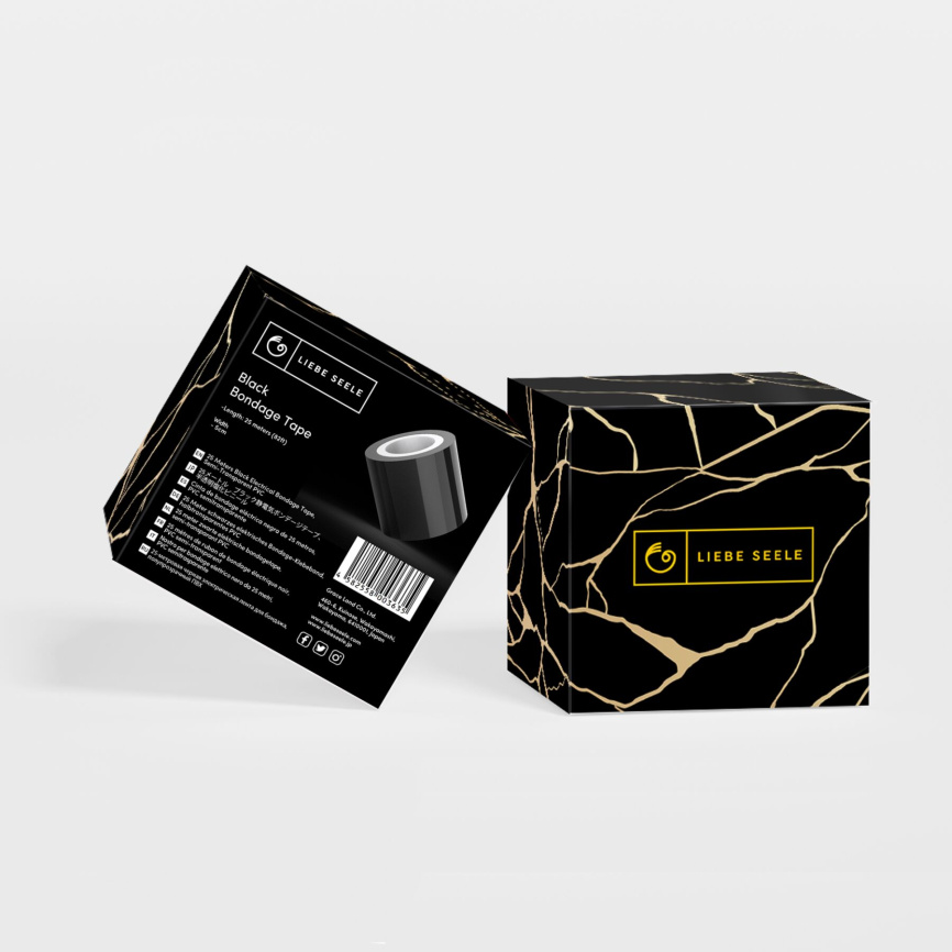 Скотч для бондажу Liebe Seele Bondage Tape Black 25 м, не липне до шкіри та волосся, без слідів фото 2