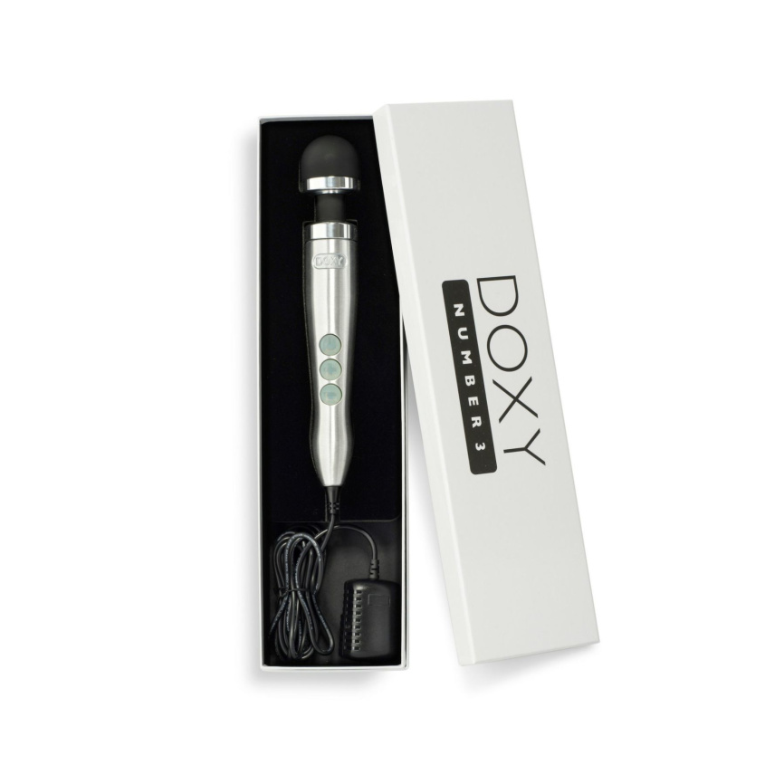 Вібромасажер DOXY Die Cast 3 Silver (Satin), дуже потужний, живлення 220В, металевий корпус фото 4