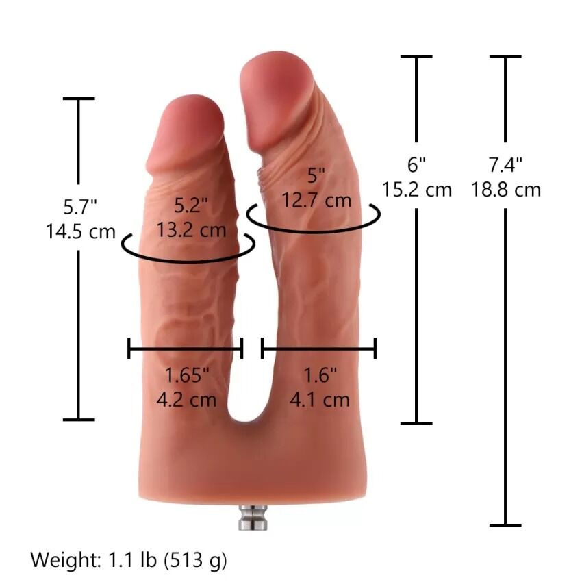 Подвійний фалоімітатор для секс-машин Hismith Silicone Double Penetrator Dildo, система KlicLok фото 2