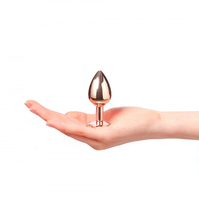 Металева анальна пробка із прикрасою у вигляді кристалу Dorcel - Diamond Plug Rose Gold S фото 4