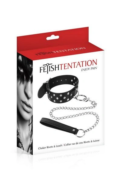 Ошейник заклепками и с поводком Fetish Tentation Rivets and Leash фото 2