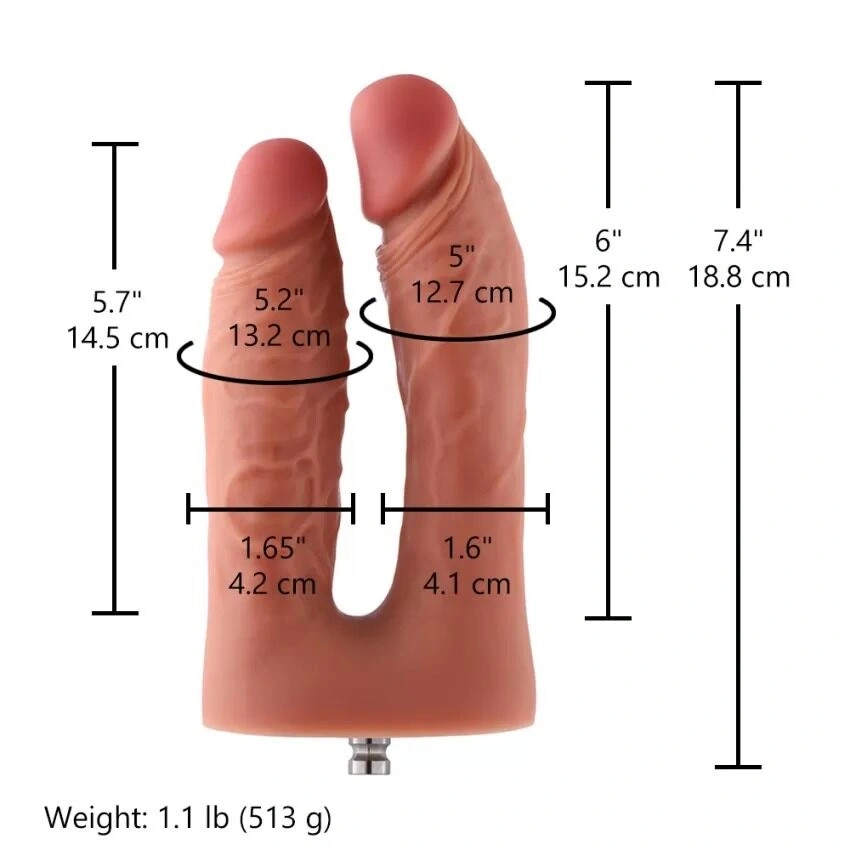 Двойной фаллоимитатор для секс-машин Hismith Silicone Double Penetrator Dildo, система KlicLok фото 2