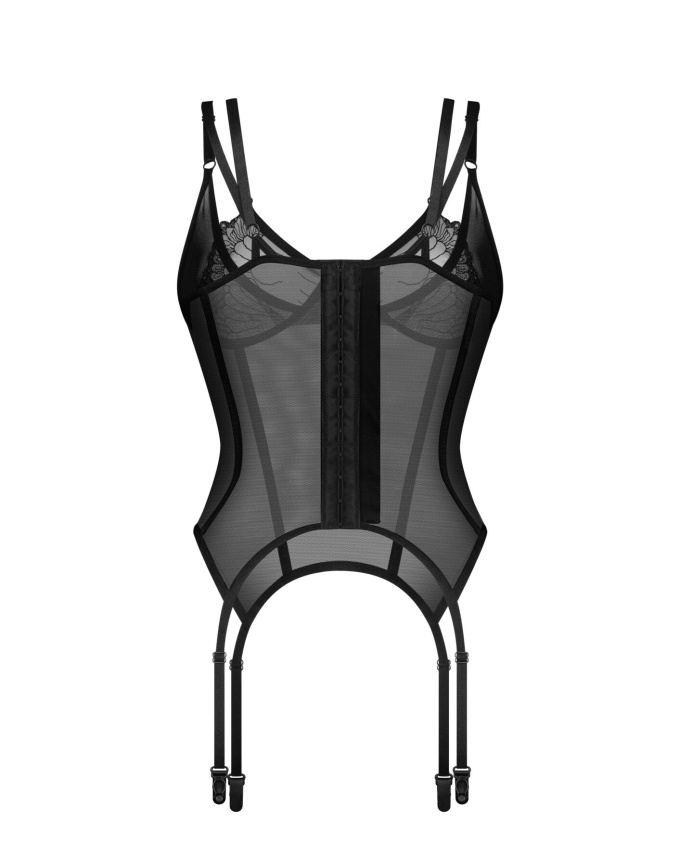 Корсет Obsessive Arrowel Black corset S/M, з підв’язками для панчіх фото 2