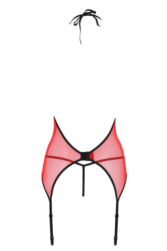 Корсет з пажами для панчіх Passion PEONIA CORSET XXL/XXXL red стрінги фото 4