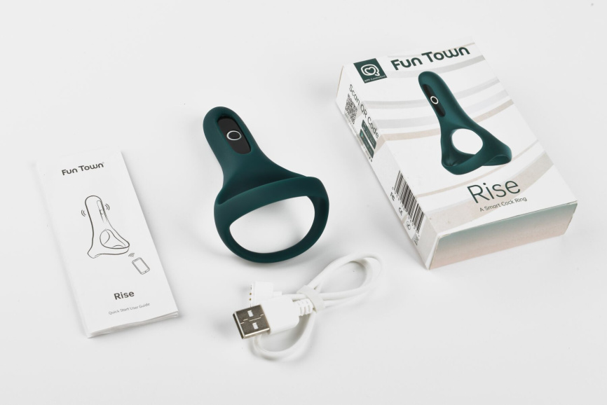 Подвійне ерекційне кільце Fun Town Rise Turquoise, керування зі смартфона фото 5