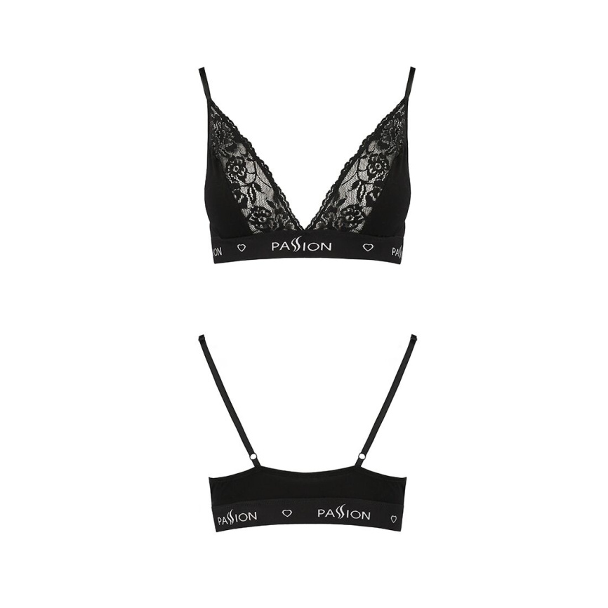 Еластичний топ з мереживом Passion PS001 TOP S, black фото 5