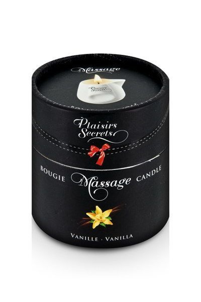 Масажна свічка Plaisirs Secrets Vanilla (80 мл) подарункове паковання, керамічний посуд фото 3